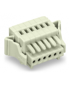1-conductor female plug; 100% protected against mismating; Locking lever; 0.5 mm²; Pin spacing 2.5 mm; 3-pole; 0,50 mm²; light gray