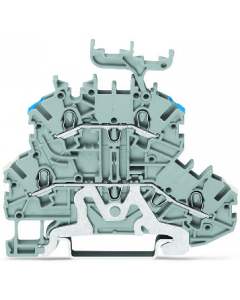 Double-deck terminal block; shield/through (Shield/L); rail mount; 2-conductor; 3.5 mm wide; gray