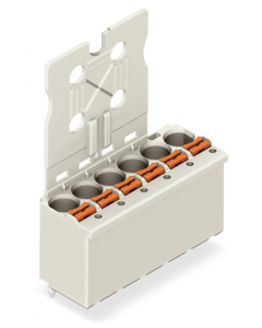 1-conductor THT female header; 1.4 mm Ø solder pin; straight; direct marking; 2.5 mm²; Pin spacing 5 mm; 5-pole; 2,50 mm²; light gray