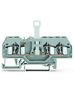 Disconnect terminal block; with center marking; rail mount; 3-conductor; 6 mm wide; gray