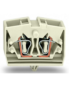 4-conductor terminal block; suitable for Ex e II applications; without push-buttons; with snap-in mounting foot; for plate thickness 0.6 - 1.2 mm; Fixing hole 3.5 mm Ø; 2.5 mm²; CAGE CLAMP®; 2,50 mm²; light gray