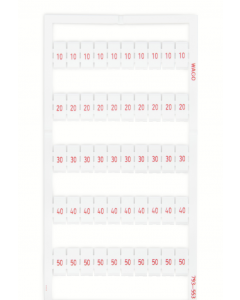 WMB marking card; as card; MARKED; 10, 20 ... 50 (20 each); not stretchable; Horizontal marking; snap-on type; white