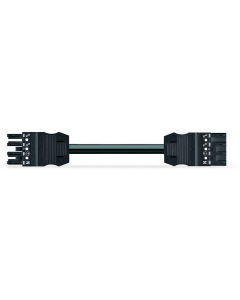 pre-assembled interconnecting cable; B2ca; Socket/plug; 4-pole; Cod. A; 2 m; 1,50 mm²; black