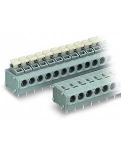 PCB terminal block; push-button; 1.5 mm²; Pin spacing 5/5.08 mm; 2-pole; Push-in CAGE CLAMP®; 1,50 mm²; gray