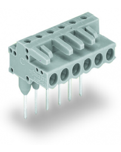 Female connector for rail-mount terminal blocks; 0.6 x 1 mm pins; angled; Pin spacing 5 mm; 17-pole; gray
