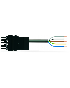 pre-assembled connecting cable; Eca; Socket/open-ended; 5-pole; Cod. A; H05VV-F 5G 4.0 mm²; 7 m; 4,00 mm²; black
