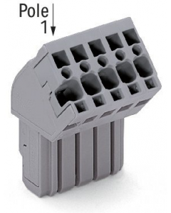 1-conductor female plug; angled; 4 mm²; 10-pole; 4,00 mm²; gray