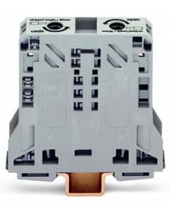 POWER CAGE CLAMP feedthrough terminal block; DIN 35 x 15 rail mount; 2-conductor; 2/0 AWG fine-stranded, 1/0 AWG solid/stranded; 20 mm wide; gray