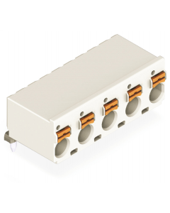 1-conductor THT female header; 1.4 mm Ø solder pin; angled; 2.5 mm²; Pin spacing 7.5 mm; 2-pole; light gray