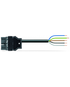 pre-assembled connecting cable; Eca; Plug/open-ended; 5-pole; Cod. L; H05VV-F 5G 2.5 mm²; 2 m; 2,50 mm²; dark gray