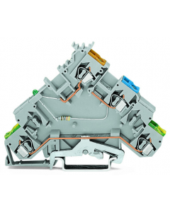 4-conductor sensor supply terminal block; LED (green); for NPN-(low-side) switching sensors; Power supply from sensor side; with colored conductor entries; 2.5 mm²; CAGE CLAMP®; 2,50 mm²; gray