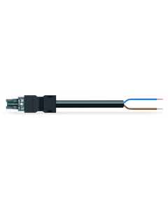 pre-assembled connecting cable; Eca; Socket/open-ended; 2-pole; Cod. L; H05Z1Z1-F 2 x 2.5 mm²; 6 m; 2,50 mm²; dark gray