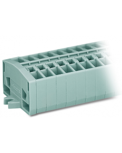 2-conductor terminal strip; 2-pole; without push-buttons; with snap-in mounting feet; for plate thickness 0.6 - 1.2 mm; Fixing hole 3.5 mm Ø; 2.5 mm²; CAGE CLAMP®; 2,50 mm²; gray