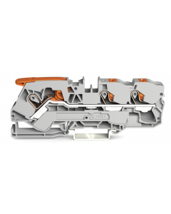 TOPJOB®S feedthrough terminal block with Lever and Push-button; rail mount; 3-conductor; 10 mm wide; gray