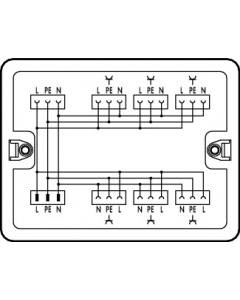 Distribution box; Single-phase current (230 V); 1 input; 7 outputs; Cod. A; MIDI; white