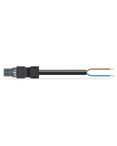 pre-assembled connecting cable; Eca; Plug/open-ended; 2-pole; Cod. L; H05Z1Z1-F 2 x 1,50 mm²; 7 m; 1,50 mm²; dark gray