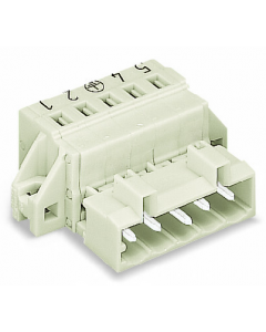 1-conductor male connector; 100% protected against mismating; Preceding ground contact; clamping collar; direct marking; 2.5 mm²; Pin spacing 5 mm; 2-pole; 2,50 mm²; light gray