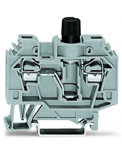 2-conductor fuse terminal block; for glass cartridge fuse 1/4" x 1 1/4"; without blown fuse indication; for DIN-rail 35 x 15 and 35 x 7.5; 6 mm²; CAGE CLAMP®; 6,00 mm²; gray