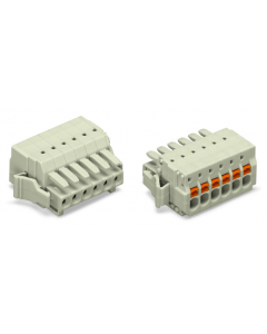 1-conductor female plug; 100% protected against mismating; push-button; Locking lever; 1.5 mm²; Pin spacing 3.5 mm; 24-pole; 1,50 mm²; light gray
