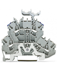 Double-deck terminal block; shield/through (Shield/N); with marker carrier; rail mount; 2-conductor; 5.2 mm wide; gray