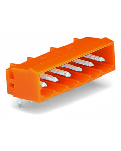 THT male header; 1.2 x 1.2 mm solder pin; angled; Pin spacing 5.08 mm; 9-pole; orange