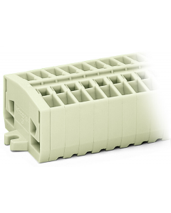 2-conductor terminal strip; suitable for Ex e II applications; 6-pole; without push-buttons; with snap-in mounting feet; for plate thickness 0.6 - 1.2 mm; Fixing hole 3.5 mm Ø; 2.5 mm²; CAGE CLAMP®; 2,50 mm²; light gray