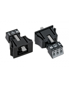 WINSTA® through-panel plug (male); MINI; snap-in; L/G/N marking; 3-pole; black
