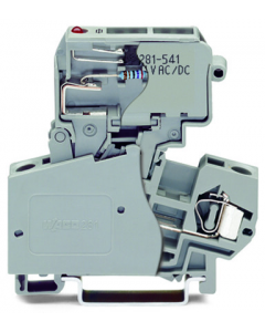 2-conductor fuse terminal block; with pivoting fuse holder; for glass cartridge fuse 1/4" x 1 1/4"; with blown fuse indication by LED; 30 - 65 V; for DIN-rail 35 x 15 and 35 x 7.5; 4 mm²; CAGE CLAMP®; 4,00 mm²; gray