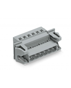 1-conductor male connector; Snap-in flange; 2.5 mm²; Pin spacing 5 mm; 6-pole; 2,50 mm²; gray