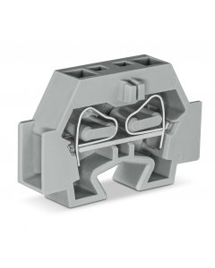 Space-saving, 2-conductor end terminal block; without push-buttons; without protruding snap-in mounting foot; for terminal strips with snap-in mounting feet; 4 mm²; CAGE CLAMP®; 4,00 mm²; gray