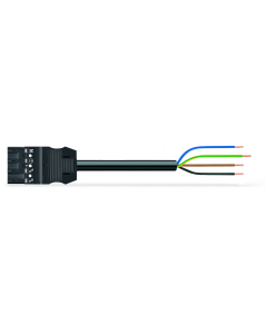 pre-assembled connecting cable; Eca; Plug/open-ended; 4-pole; Cod. A; H05Z1Z1-F 4G 1.5 mm²; 6 m; 1,50 mm²; black