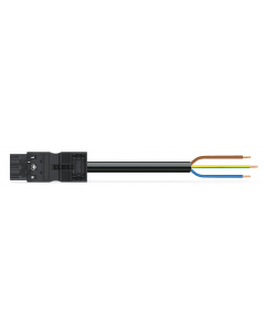 pre-assembled connecting cable; Eca; Plug/open-ended; 3-pole; Cod. A; H05Z1Z1-F 3G 1.5 mm²; 6 m; 1,50 mm²; black