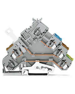3-conductor actuator supply terminal block; with ground contact; with colored conductor entries; 2.5 mm²; CAGE CLAMP®; 2,50 mm²; gray