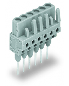 Female connector for rail-mount terminal blocks; 0.6 x 1 mm pins; straight; Pin spacing 5 mm; 6-pole; gray