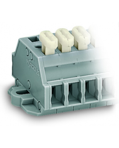 2-conductor terminal strip; 4-pole; on one side with push-buttons; with fixing flanges; for screw or similar mounting types; Fixing hole 3.2 mm Ø; 2.5 mm²; CAGE CLAMP®; 2,50 mm²; gray