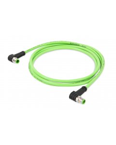ETHERNET cable; 4-pole; M12 plug, right angle; M12 plug, right angle; Length: 10 m