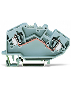 Feedthrough terminal block; angled; rail mount; 2-conductor; suitable for Ex e II applications; 8 mm wide; gray