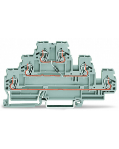 Component terminal block; triple-deck; with diode 1N4007; anode, left side; for DIN-rail 35 x 15 and 35 x 7.5; 2.5 mm²; CAGE CLAMP®; 2,50 mm²; gray