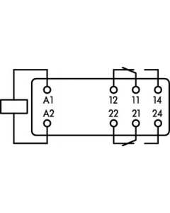 Basic relay; Nominal input voltage: 24 VDC; 2 changeover contacts; Limiting continuous current: 8 A; with manual operation; Path; Module width: 13 mm