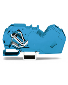 Feedthrough terminal block; angled; rail mount; 2-conductor; with integrated end plate; 16 mm wide; blue