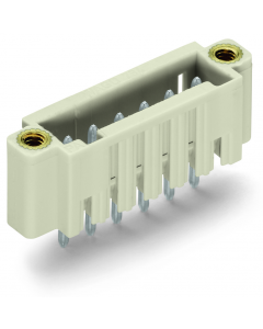 THT male header; 1.0 x 1.0 mm solder pin; straight; 100% protected against mismating; Threaded flange; Pin spacing 3.5 mm; 10-pole; light gray