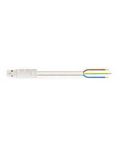 pre-assembled connecting cable; Eca; Plug/open-ended; 3-pole; Cod. A; H05Z1Z1-F 3G 2.5 mm²; 4m; 2,50 mm²; white