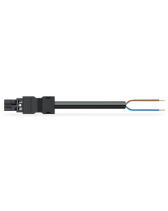 pre-assembled connecting cable; Eca; Plug/open-ended; 2-pole; Cod. A; H05VV-F 2 x 2.5 mm²; 2 m; 2,50 mm²; black