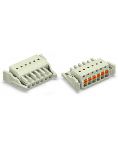 1-conductor female plug; 100% protected against mismating; push-button; Locking lever; 2.5 mm²; Pin spacing 5 mm; 3-pole; 2,50 mm²; light gray