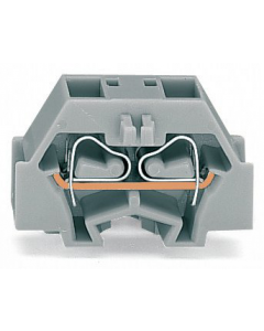 4-conductor terminal block; without push-buttons; with fixing flange; for screw or similar mounting types; Fixing hole 3.2 mm Ø; can be commoned with adjacent jumpers and staggered jumpers; CAGE CLAMP®; 1,50 mm²; light gray