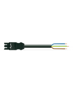 pre-assembled connecting cable; Eca; Socket/open-ended; 3-pole; Cod. A; H05Z1Z1-F 3G 1.5 mm²; 6 m; 1,50 mm²; black