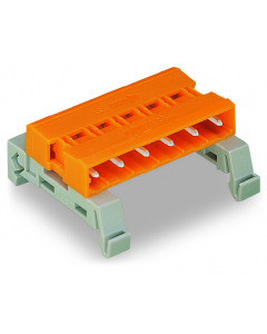 Double pin header; DIN-35 rail mounting; 5-pole; Pin spacing 7.62 mm; orange
