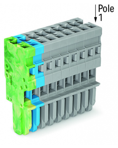 1-conductor female plug; 4 mm²; 11-pole; 4,00 mm²; green-yellow, blue, gray