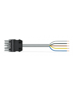 pre-assembled connecting cable; Eca; Socket/open-ended; 5-pole; Cod. B; 6 m; 1,50 mm²; gray