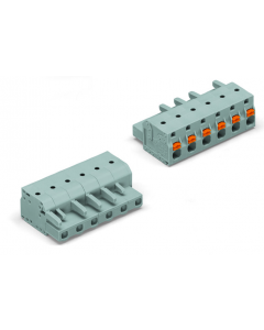 Female plug; 9-pole; push-button; 12 AWG max; pin spacing 7.5 mm;1-conductor per pole; gray